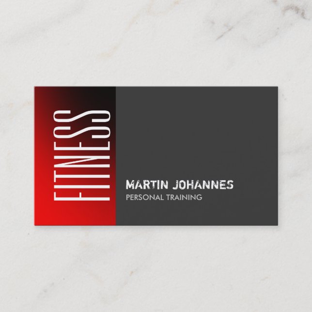 Dark Gray Red Sport Personal Trainer Business Card Visitenkarte (Vorderseite)