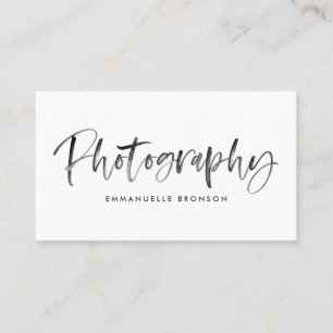 Dark Gray Watercolor Pinselbriefe Fotograf Visitenkarte
