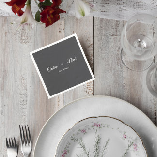 Dark Gray Wedding Cocktail Napkin Serviette