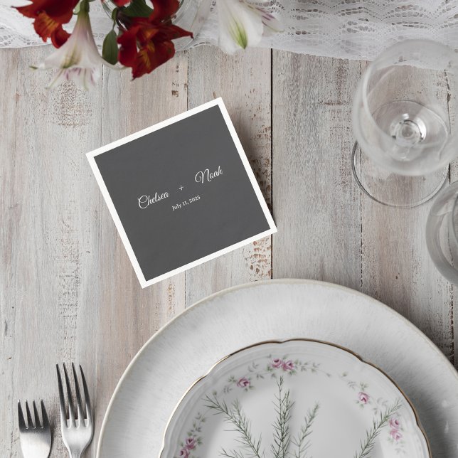Dark Gray Wedding Cocktail Napkin Serviette (Von Creator hochgeladen)