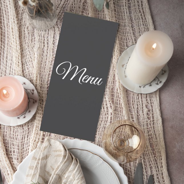Dark Gray Wedding Menu Card Menükarte (Von Creator hochgeladen)
