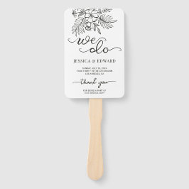 Dark Gray White Floral Elegantes Hochzeitsprogramm Fächer