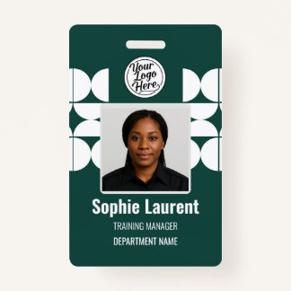Dark Green Abstract Shapes Business Staff Pass ID Ausweis