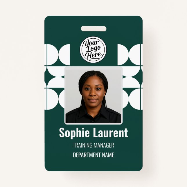 Dark Green Abstract Shapes Business Staff Pass ID Ausweis (Vorderseite)