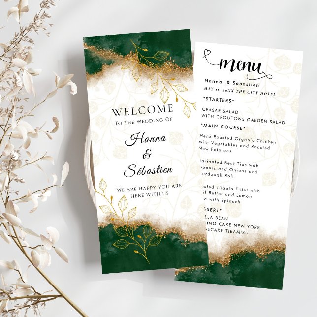 Dark green and gold Wedding Menu (Créateur téléchargé)