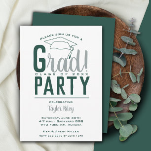 Dark Green and Gray Graduation Party Einladung