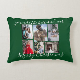 Dark Green Best Vater Ever Frohe Weihnachts-Foto Dekokissen