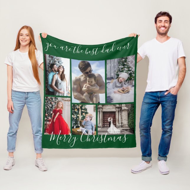 Dark Green Best Vater Ever Frohe Weihnachts-Foto Fleecedecke (Beispiel)