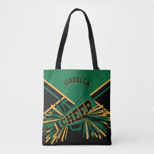 Dark Green, Black & Gold Cheerleader Design Tasche