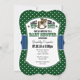 Dark Green Blue Cowboy Baby Dusche Einladung