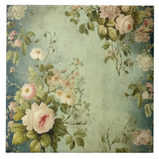 Dark Green Blush Rose  Fliese