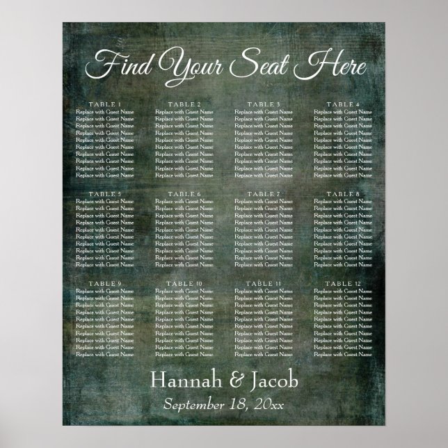 Dark Green & Brown Grunge Empfang Seekarte Poster (Vorne)