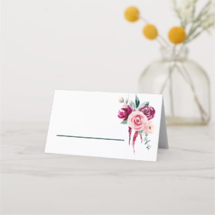 Dark Green, Burgundy & Blush Boho Platzkarte