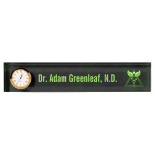 Dark Green Caduceus Alternative Medical Desktop pl Namensplakette