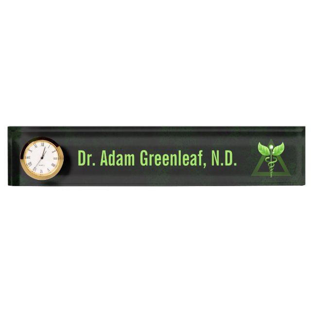 Dark Green Caduceus Alternative Medical Desktop pl Namensplakette (Vorderseite)