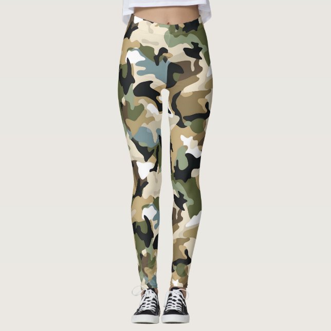 Dark Green Camouflage Leggings (Vorderseite)