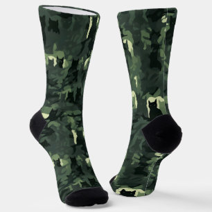 Dark Green Cat Camouflage Socken