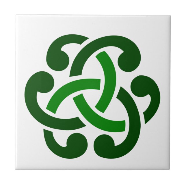 Dark Green Celtic Knot Fliese (Vorderseite)