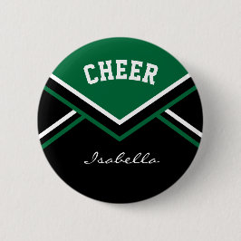 Dark Green Cheerleader Cheerleader Cheer Button