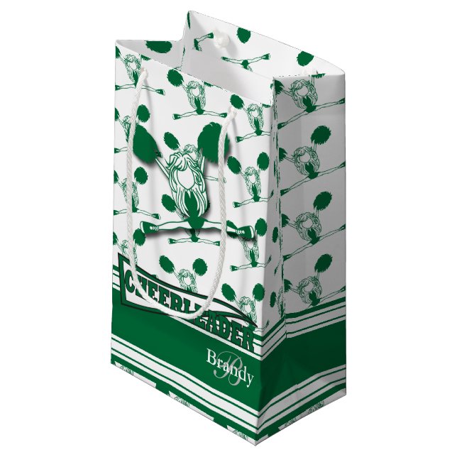Dark Green Cheerleader - DIY Text Kleine Geschenktüte (Vorderseite Schrägansicht)