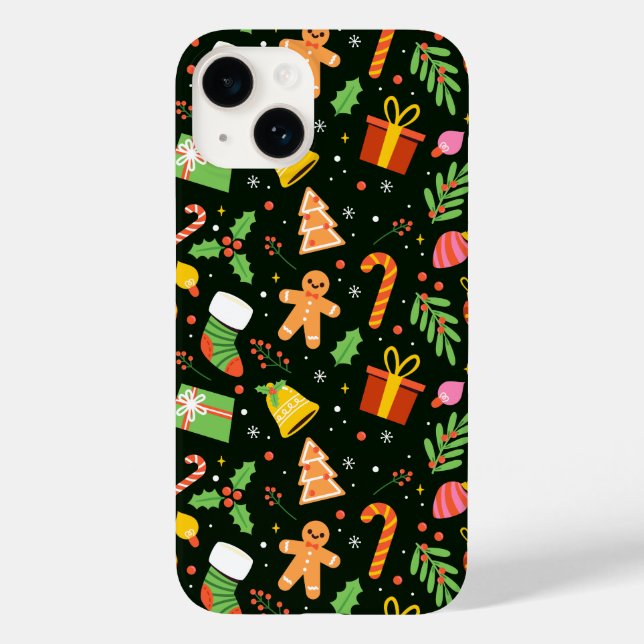 Dark Green Christmas Abstrakt Pattern Case-Mate iPhone 14 Hülle (Rückseite)