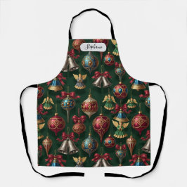 Dark Green Classic Ornament Pattern Personalized Schürze