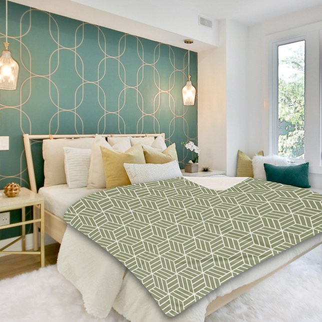 Dark Green Cube Line PatternSherpa Blanket Sherpadecke (Von Creator hochgeladen)