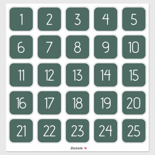 Dark Green Customizable Square Number Stickers  Aufkleber (Blatt)