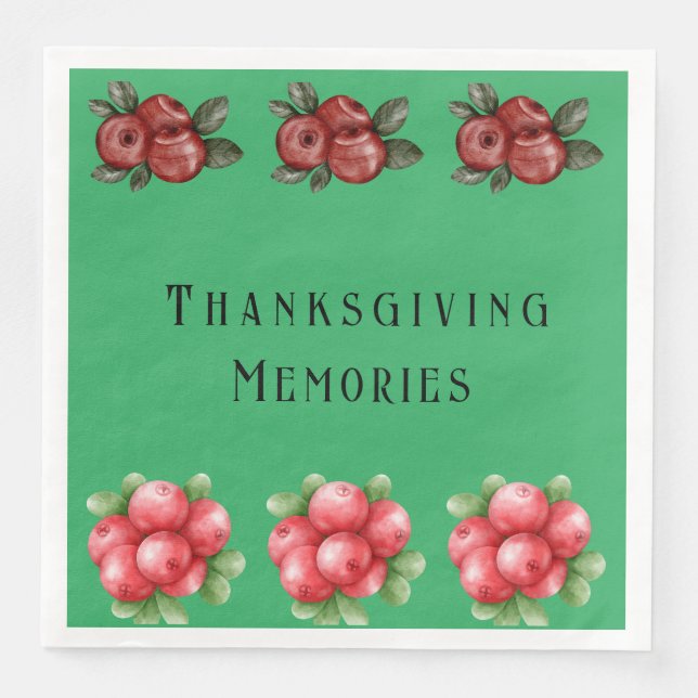 Dark Green Fall Themed Erntedanks Serviette (Vorderseite)