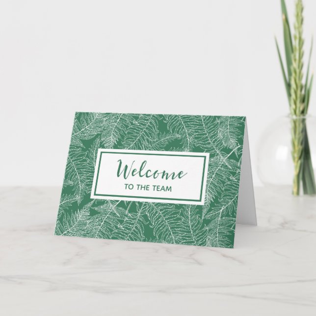 Dark Green Ferns Mitarbeiter Willkommen im Team Karte (Vorderseite)