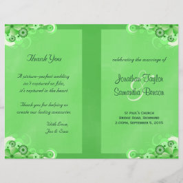 Dark Green Floral Bi Fold Wedding Program