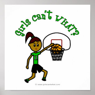 Dark Green Girls Basketball Poster