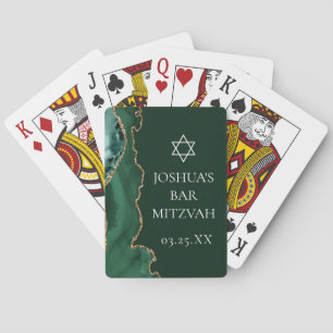 Dark Green Gold Agate Bar Mitzvah Party Spielkarten