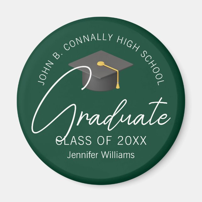 Dark Green Graduate Custom 2025 Abschluss Magnet (Vorne)