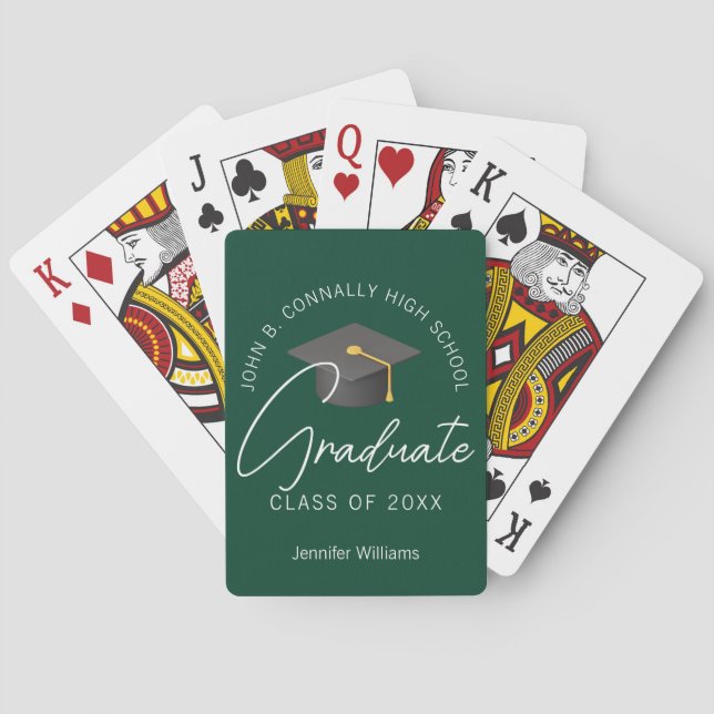 Dark Green Graduate Custom 2026 Graduation Spielkarten (Rückseite)