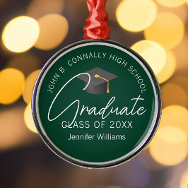 Dark Green Graduate Custom Abschluss Weihnachten Ornament Aus Metall