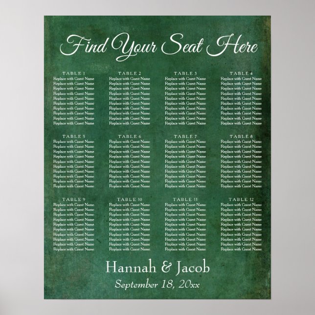 Dark Green Grunge Empfang Seekarte Poster (Vorne)