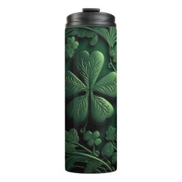 DARK GREEN INTRICATE IRISH CELTIC KLEEBLATTS THERMOSBECHER