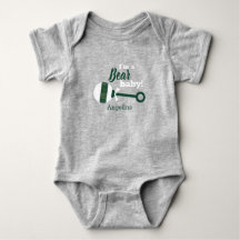 Dark Green Kariert Rattle Bear Baby Bodysuit