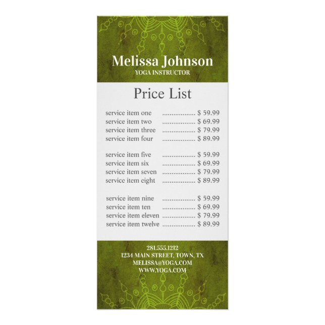 Dark Green Mandala Yoga Meditation Business Werbekarte (Vorne)