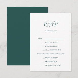 Dark Green Menu Choice RSVP Card Karte