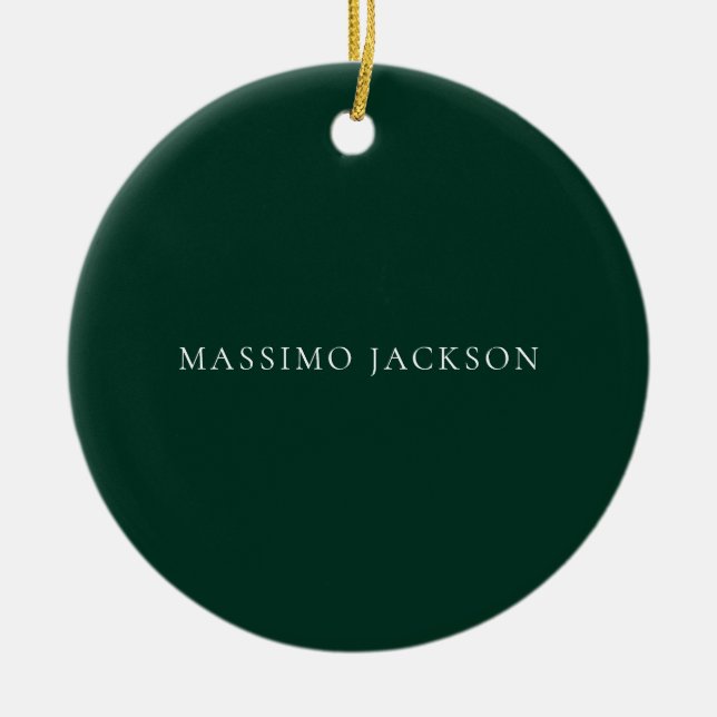 Dark Green Minimalist Plain Modern Aesthetic Look Keramik Ornament (Vorne)