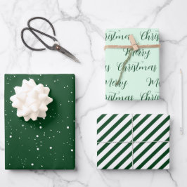 Dark Green & Mint Frohe Weihnachtsmischung Geschenkpapier Set