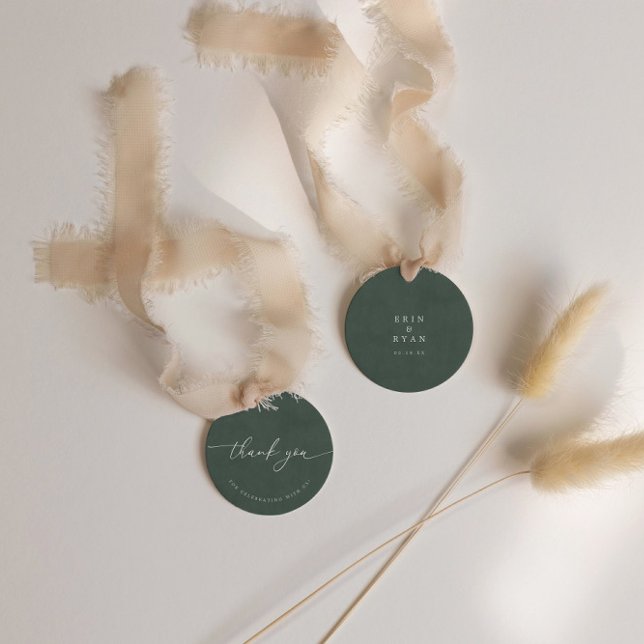 Dark Green Modern Calligraphy Wedding Vielen Dank Geschenkanhänger (Dark Green Modern Calligraphy Wedding Thank You Favor Tags)