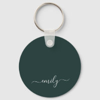 Dark Green Modern Script Monogram Name