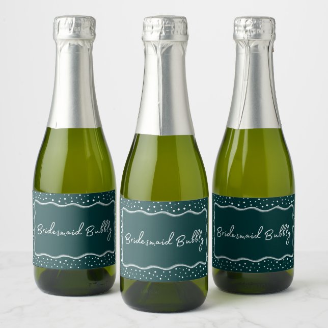 Dark Green Modern Whimsical Bridesmaid Bubbly Mini (Flaschen)