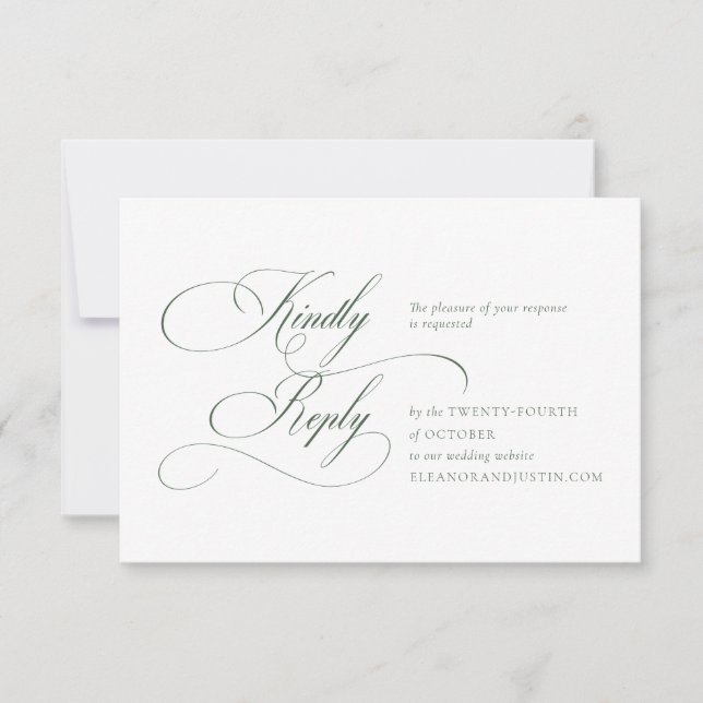 Dark Green Monogram Wedding RSVP Card Karte (Vorderseite)