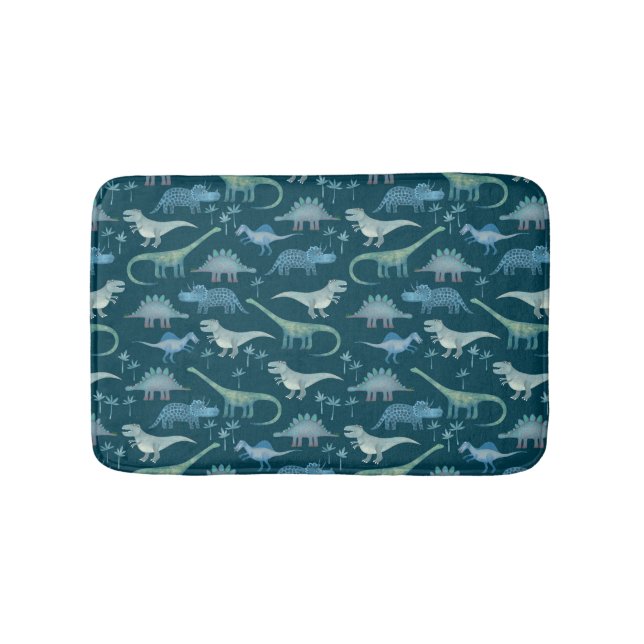 Dark Green Niedlich Dinosaur-Muster Badematte (Vorderseite)