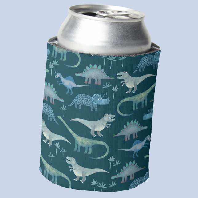 Dark Green Niedlich Dinosaur-Muster Dosenkühler (Fun dinosaur pattern can cooler)