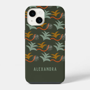 Dark Green Personalisiert Name Abstrakt Art Patter iPhone 14 Hülle
